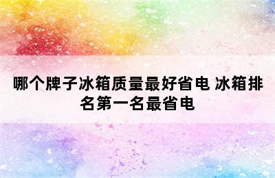 哪个牌子冰箱质量最好省电 冰箱排名第一名最省电